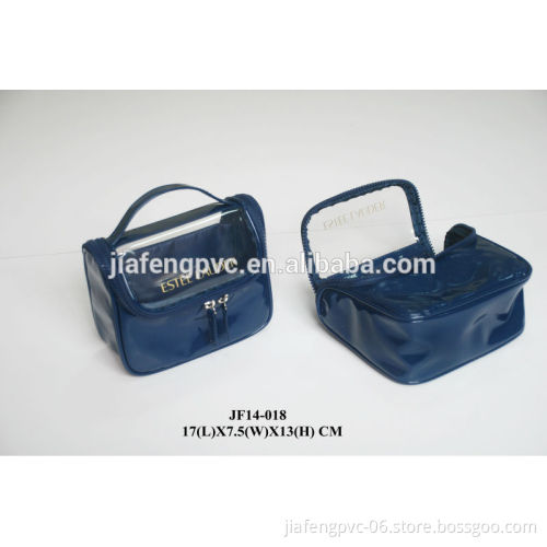 Patent PU handle Bag with Clear EVA Top Window